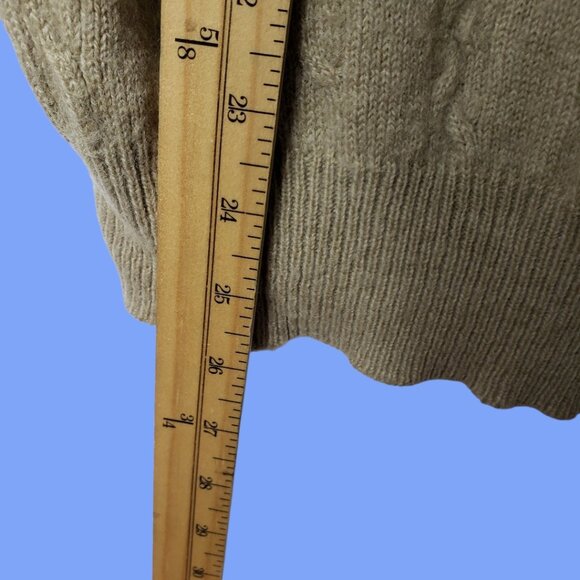 Crocodile Vtg Cable Knit Sweater With Embroidered Logo Wool Blend Beige Large - Picture 8 of 12